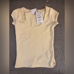 Zara scoop neck butter yellow Top